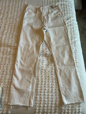 Good American White Raw Hem Jeans